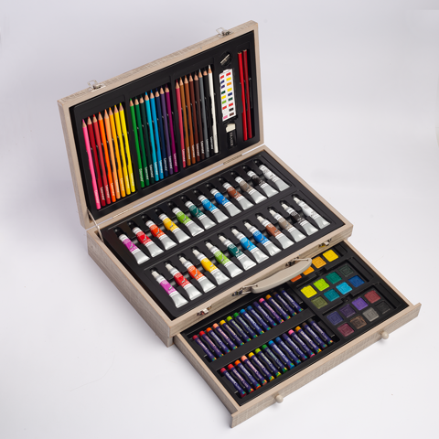  Bộ màu vẽ hộp gỗ M112 (wood art set)-Colormate 