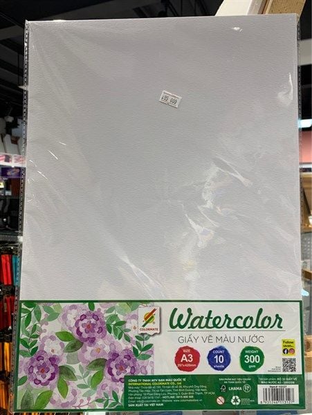  Giấy vẽ màu nước A3 - 300GSM (1 tờ)-Colormate 