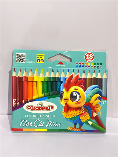 Hộp giấy 18 cây chì màu ngắn 