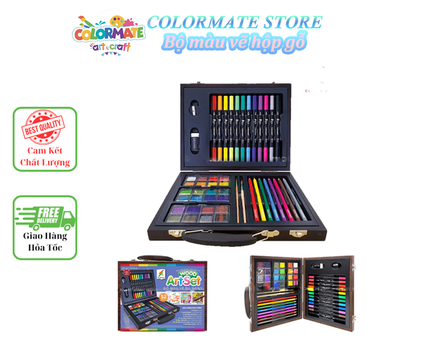  Bộ Màu Vẽ Hộp Gỗ Cao Cấp 52 Chi Tiết-Colormate 
