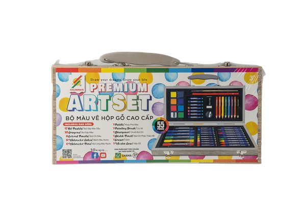  Bộ màu vẽ hộp gỗ cao cấp M55-Colormate 