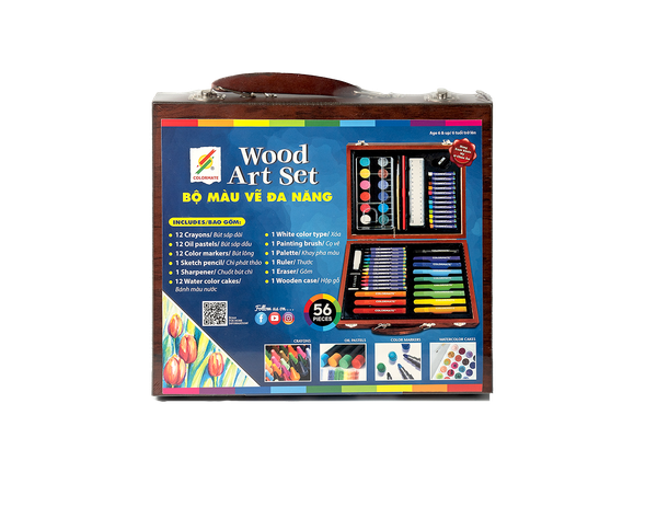  Bộ Màu Vẽ Hộp Gỗ 56 chi tiết-Colormate 