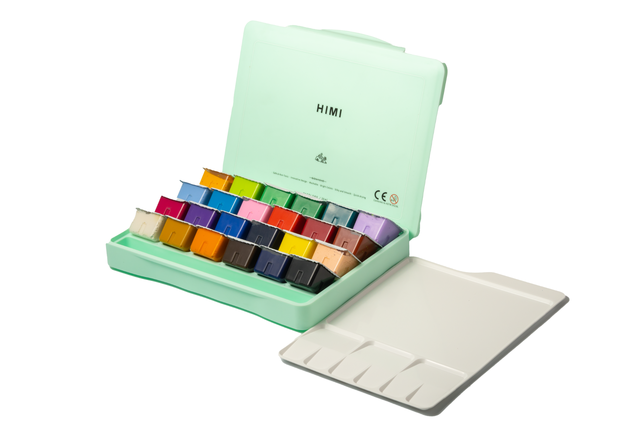 HIMI 24 Colors 30ml Gouache Paint Set Green Packaging Colormate Art