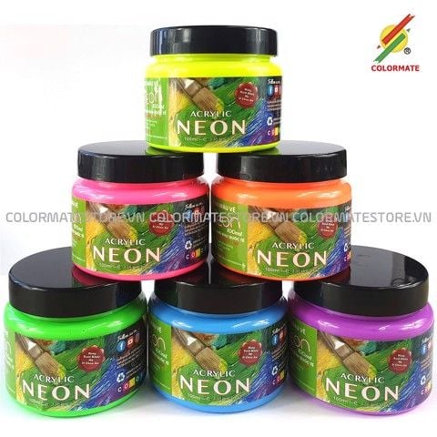  Chai màu vẽ Acrylic neon 100ml-Colormate 