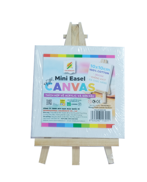  Giá vẽ mini + khung tranh canvas mini (10x10)-Colormate 