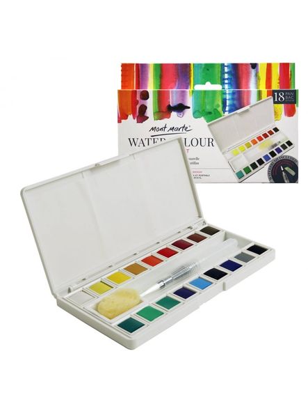  Bộ 18 Màu Nước Cao Cấp Kèm Cọ, Bọt Biển, Đĩa Gốm 