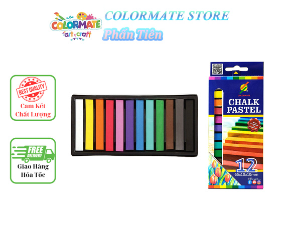  HỘP GIẤY 12 CÂY PHẤN MÀU (chalk pastel)-Colormate 