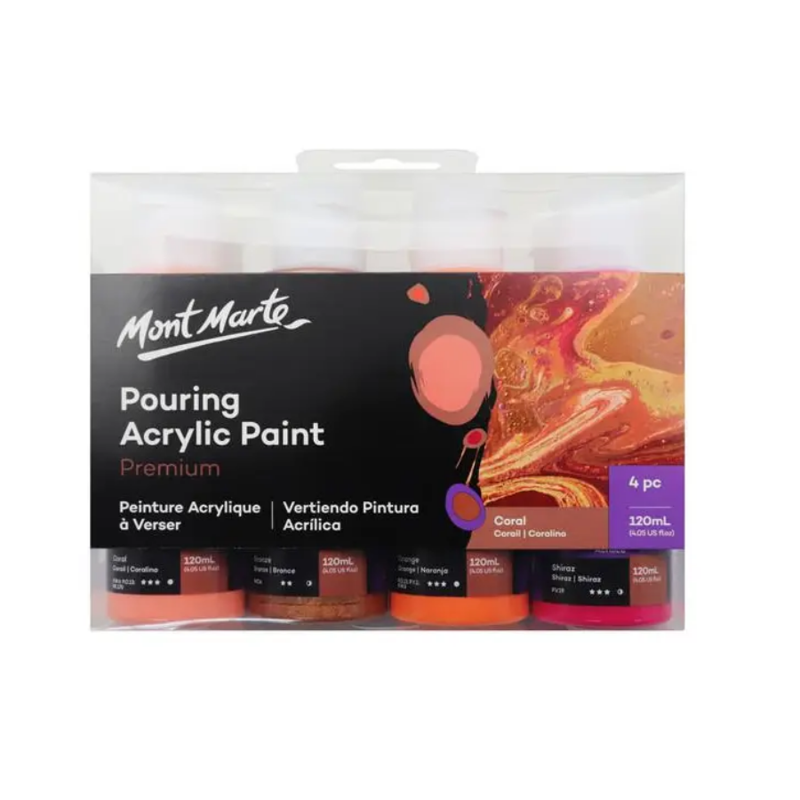 MM Pouring Acrylic 120Ml 4Pc - Coral