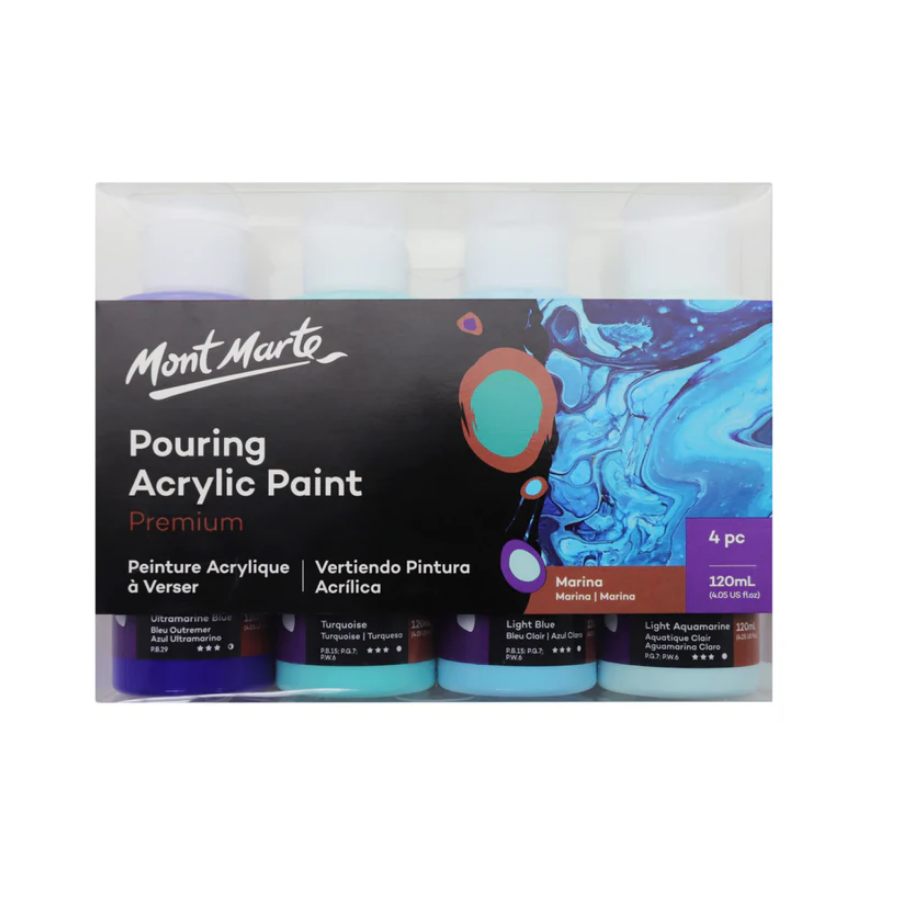 MM Pouring Acrylic 120Ml 4Pc - Marina