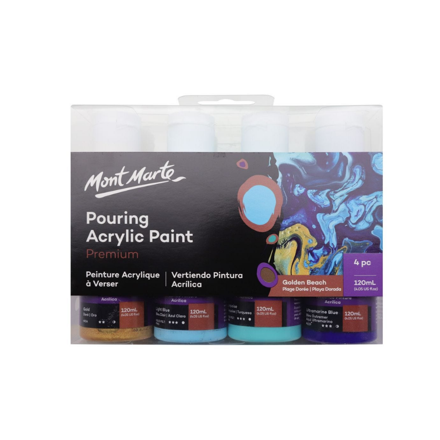 MM Pouring Acrylic 120ml 4pc - Golden Beach