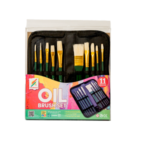  Bộ 10 cây cọ vẽ màu dầu tặng túi đựng cọ-Colormate 