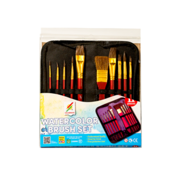  Bộ 10 cây cọ vẽ màu nước tặng túi đựng cọ-Colormate 