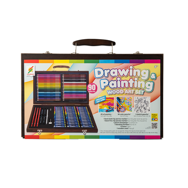  Bộ Màu Vẽ Hộp Gỗ 90 Chi Tiết-Colormate 