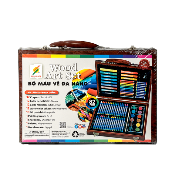  Bộ Màu Vẽ Hộp Gỗ MS-82W-Colormate 