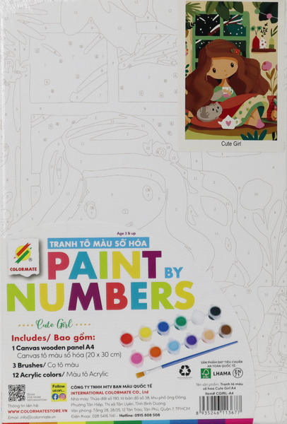  Tranh Tô Màu Số Hóa CUTE GIRL A4-Colormate 