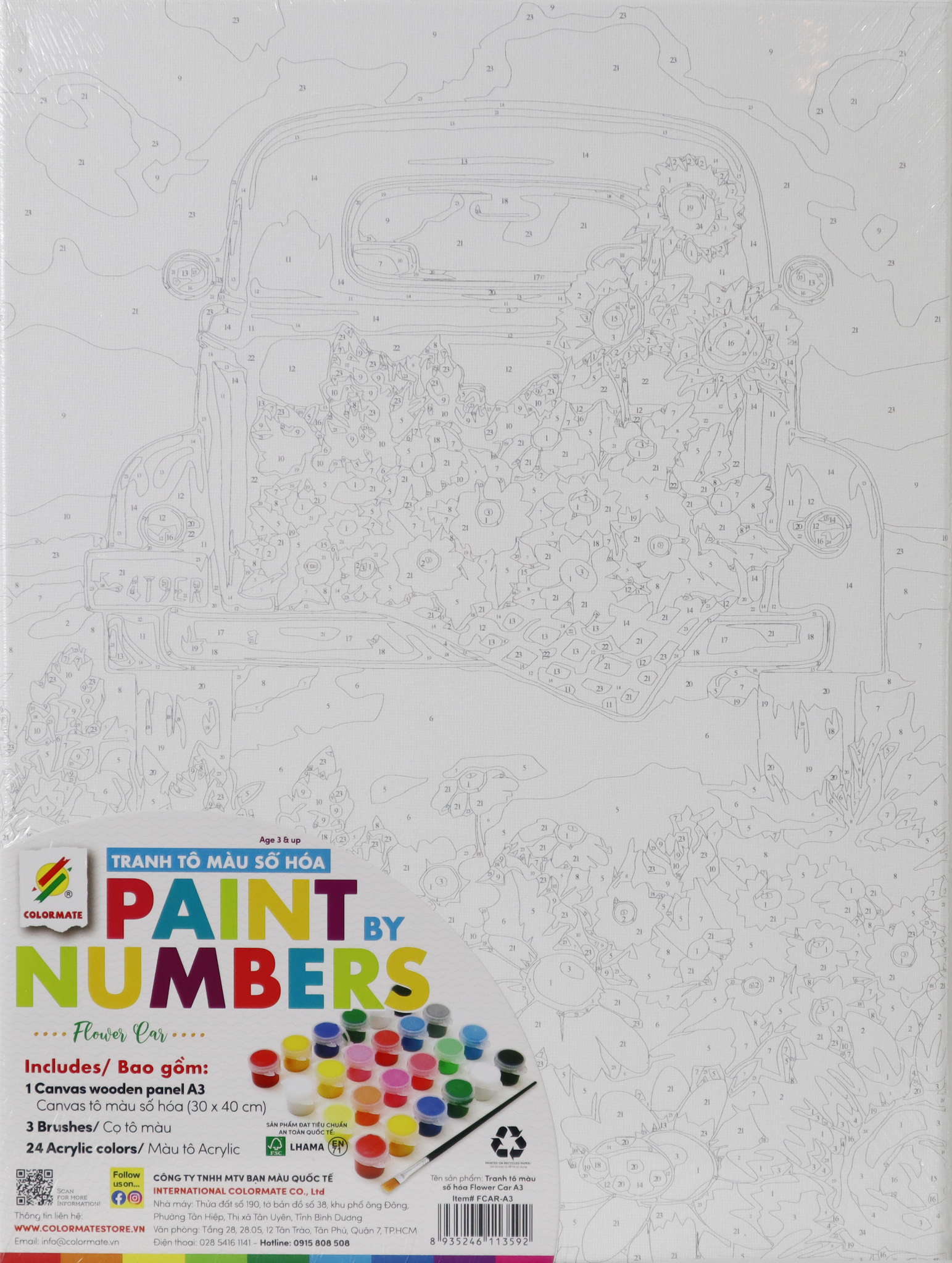 Tranh Tô Màu Số Hóa FLOWER CAR A3-Colormate 