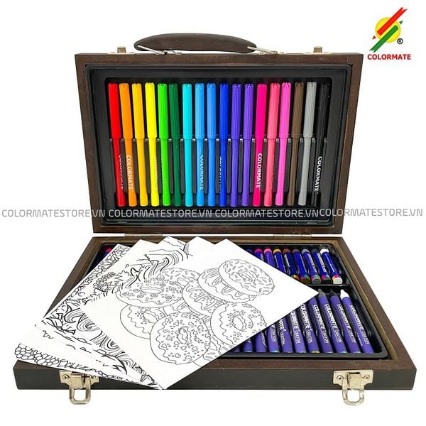  Bộ màu vẽ hộp gỗ cao cấp  MS - 68W-Colormate 