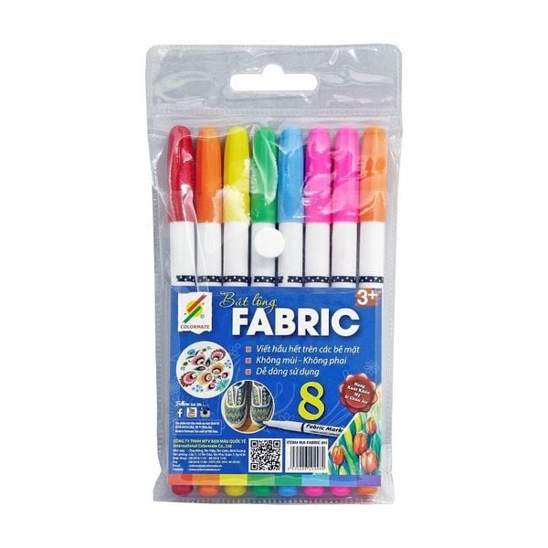 Bộ 8 Cây Bút Lông Vẽ Vải (fabric)-Colormate 