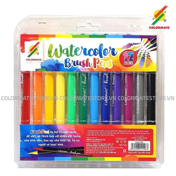 Bộ 12 Bút Lông Đầu Cọ Màu Nước Brush Pen-Colormate 