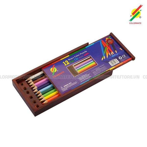  Hộp Gỗ 12 Cây Bút Chì Màu Nước 401372-Colormate 