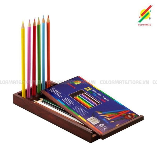  Hộp Gỗ 12 Cây Bút Chì Màu Nước 401372-Colormate 