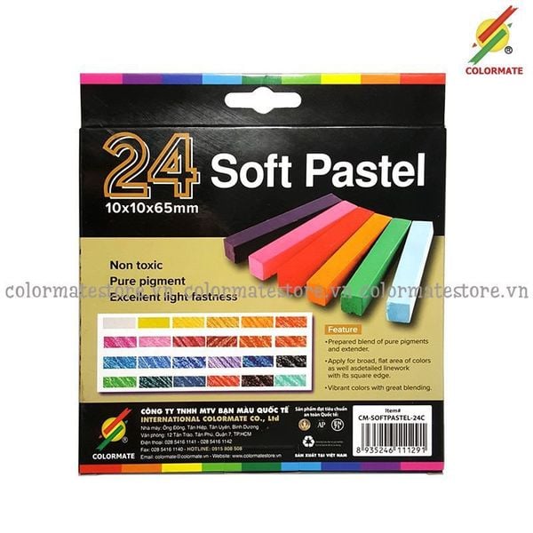  Hộp Giấy 24 Cây Phấn màu (soft pastel) -Colormate 