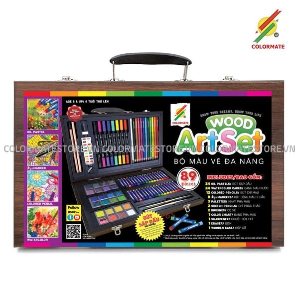  Bộ Màu Vẽ Hộp Gỗ MS-89-Colormate 