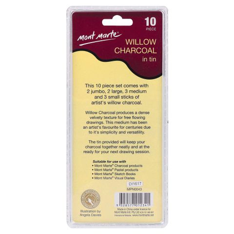 Bộ 10 Chì Willow Charcoal Hộp Thiếc