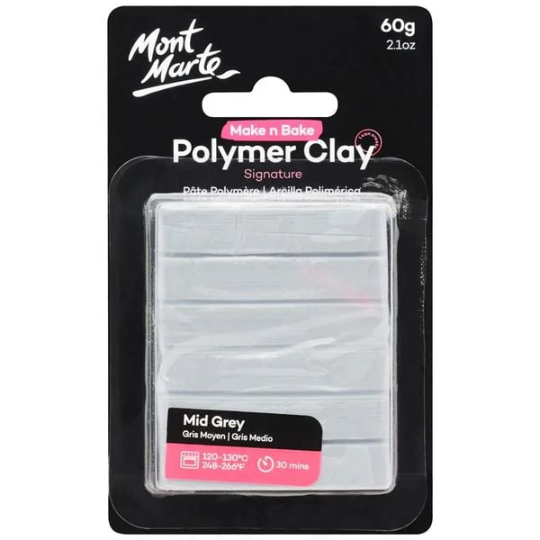  Đất Sét Polymer MM Make n Bake 60g - Mid Grey 