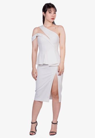 Đầm tiệc lệch vai peplum