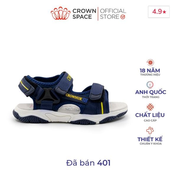 Dép Sandal Quai Dán Bé Trai Cao Cấp, Siêu Nhẹ, Chống Trơn | Crown Space CRUK542