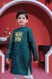  Áo Dài Gấm Hoa Bé Trai Xanh Ngọc Cao Cấp, Cách Tân, Sang Trọng | Crown Space CKBL9942003 