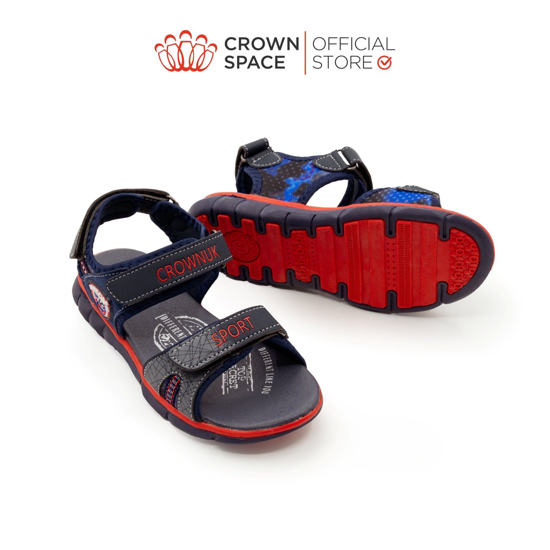  Dép Quai Hậu Sandals Trẻ Em Cao Cấp Chính Hãng Crown Space Dành Cho Bé Trai Đi Chơi Đi Học CRUK527 Size 26 - 35 