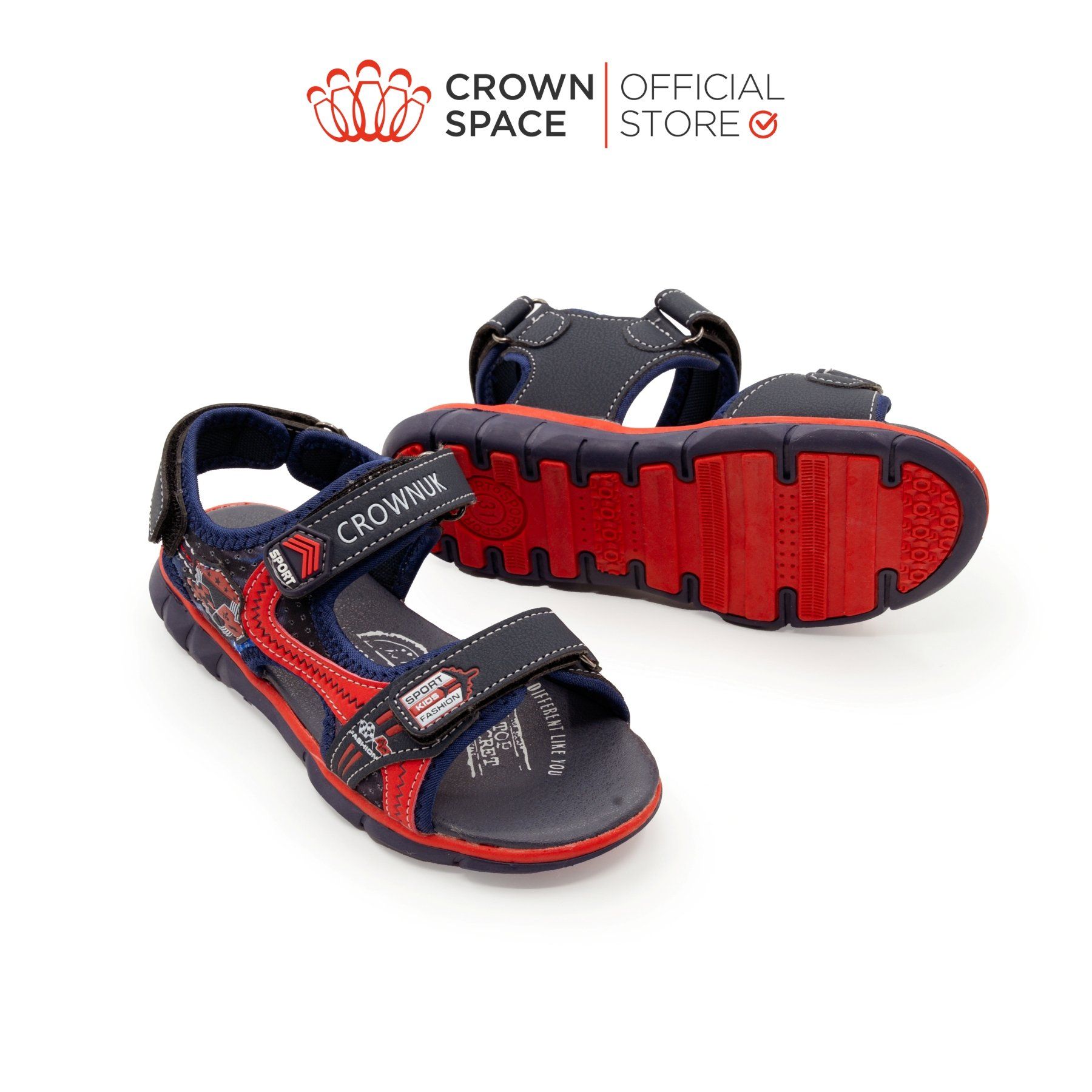  Dép Quai Hậu Sandals Trẻ Em Cao Cấp Chính Hãng Crown Space Dành Cho Bé Trai Đi Chơi Đi Học CRUK529 Size 30 - 35 