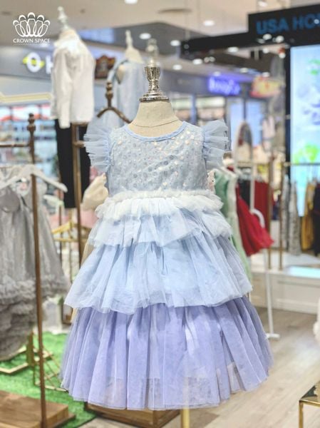  Váy Voan Công Chúa Bé Gái Đính Kim Thiết Kế Cộc Tay Thoáng Mát, Kiêu Sa | Crown Space CKGS3850116 