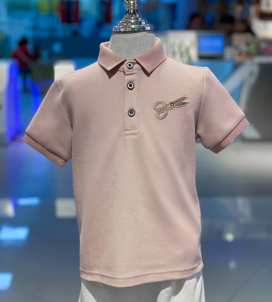  Áo Polo Tay Ngắn Bé Trai Màu Hồng Pastel Cotton Cao Cấp | Crown Space CKBS2150131 