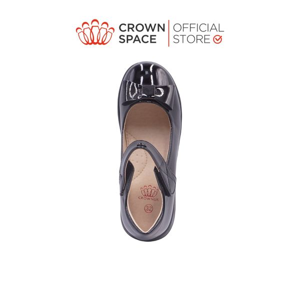 Giày Búp Bê Đen Bóng Bé Gái Đế Bệt, Đính Hoa, Tiện Lợi | Crown Space CRUK3075
