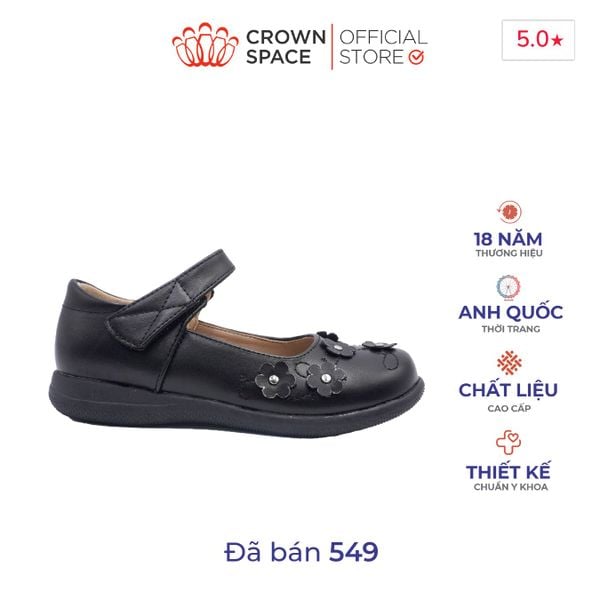 Giày Búp Bê Bé Gái Da Lì Cao Cấp, Tiện Lợi, Êm Ái | Crown Space CRUK3079