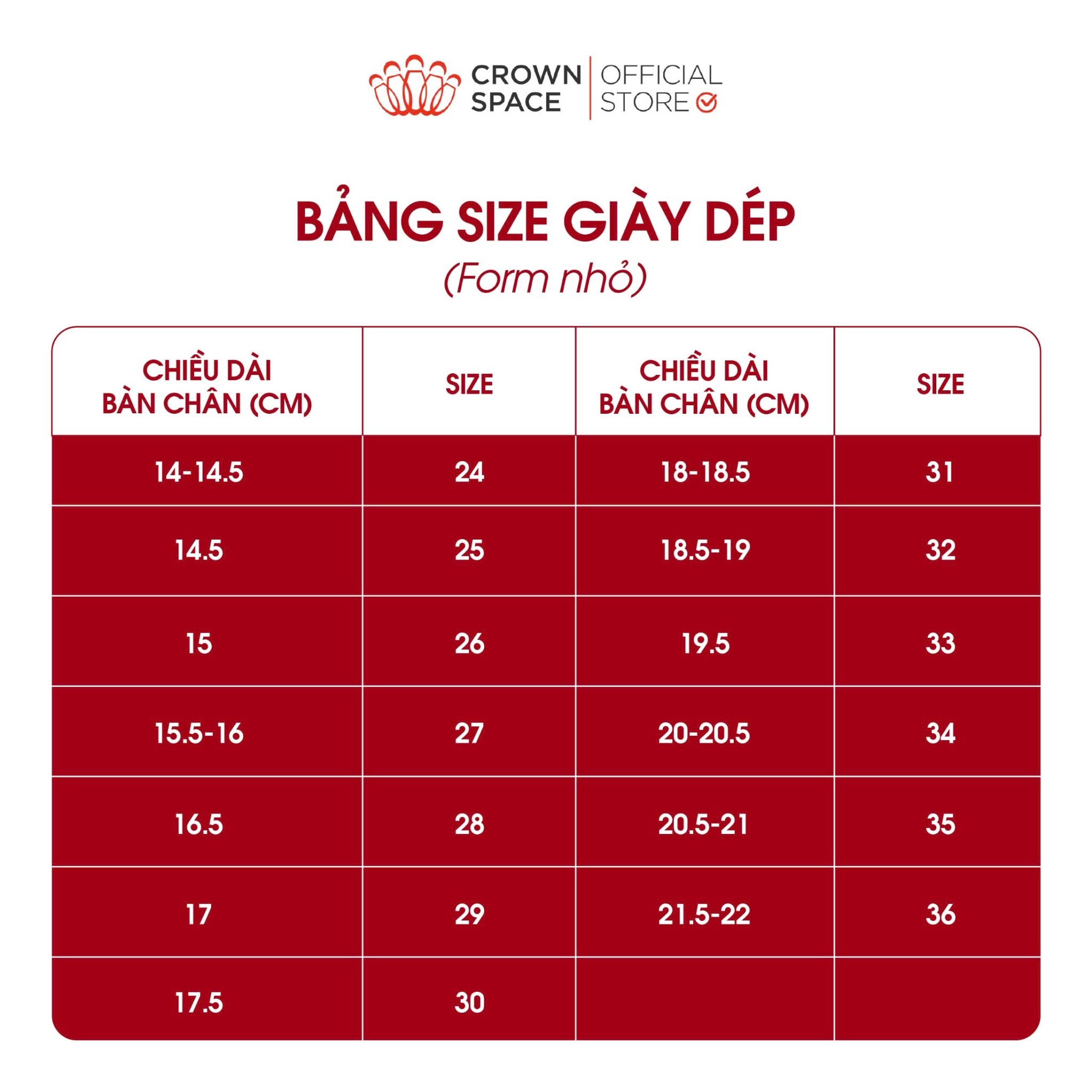  Hướng dẫn đo chân + Bảng Size 