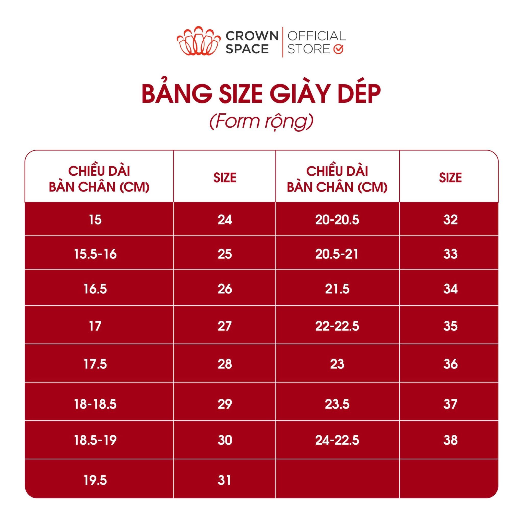  Hướng dẫn đo chân + Bảng Size 