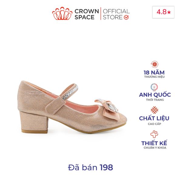  Giày Búp Bê Crown Space Bé Gái CRUK3146 Da Thật Đế Cao Gót Cao Cấp Êm Mềm Thấm Hút Mồ Hôi Size 30-36 Chính Hãng Phiên Bản Pro 