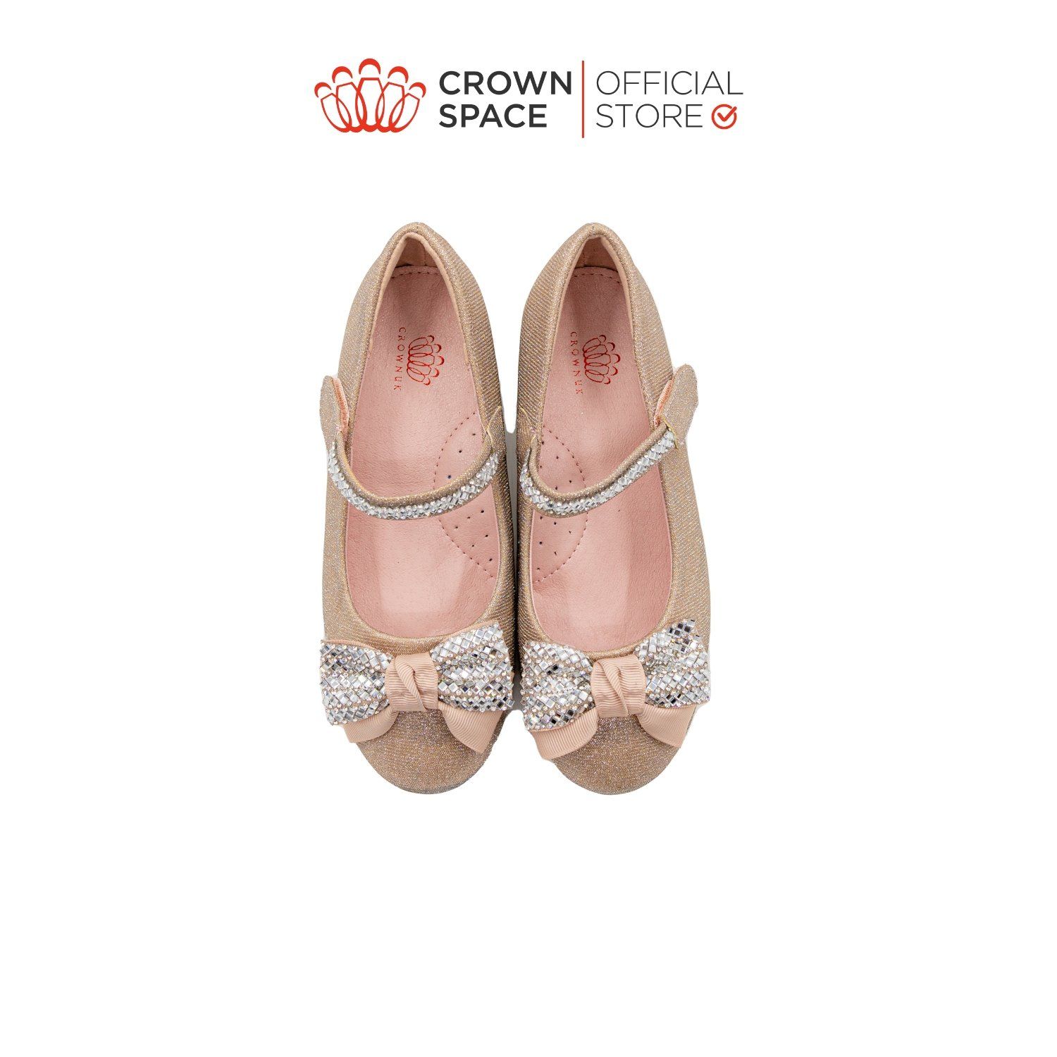  Giày Búp Bê Crown Space Bé Gái CRUK3146 Da Thật Đế Cao Gót Cao Cấp Êm Mềm Thấm Hút Mồ Hôi Size 30-36 Chính Hãng Phiên Bản Pro 