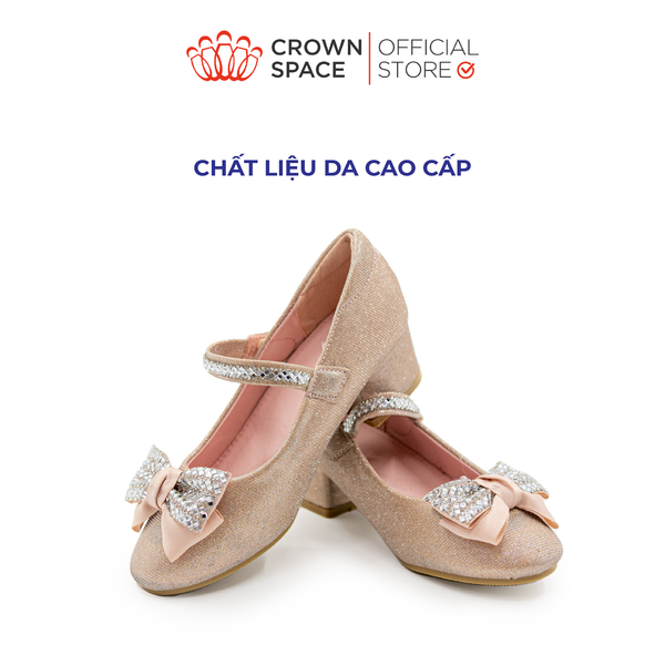  Giày Búp Bê Crown Space Bé Gái CRUK3146 Da Thật Đế Cao Gót Cao Cấp Êm Mềm Thấm Hút Mồ Hôi Size 30-36 Chính Hãng Phiên Bản Pro 