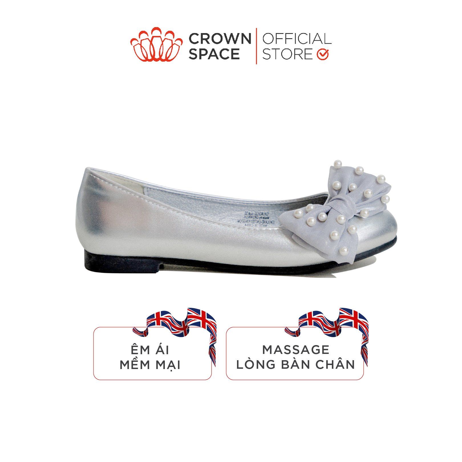  Giày Búp Bê Trẻ Em Cao Cấp Chính Hãng Crown Space Dành Cho Bé Gái Đi Chơi Đi Học CRUK3133 Size 31 - 36 