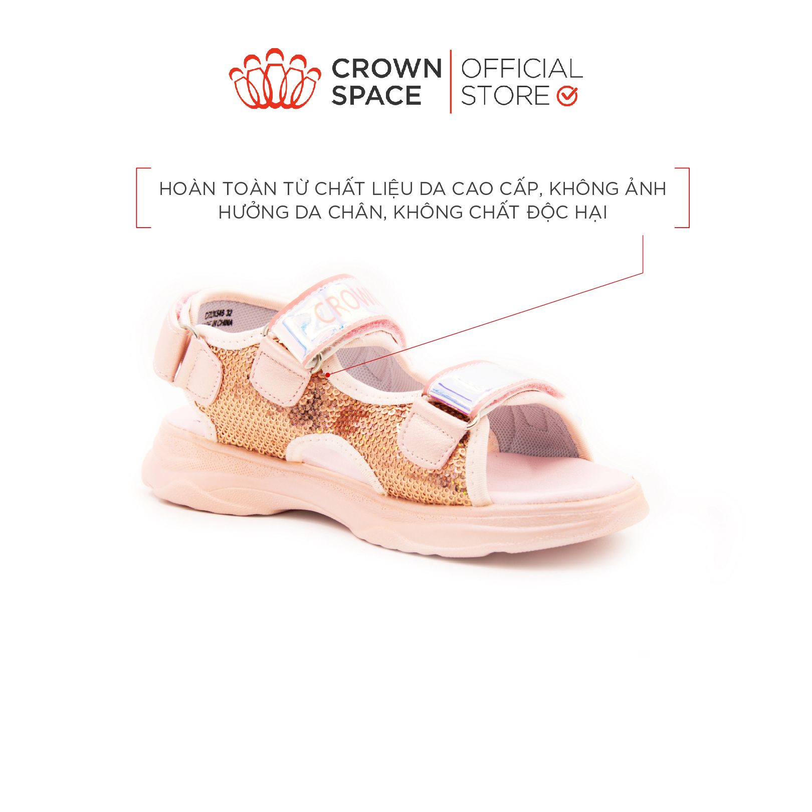  Dép Quai Hậu Sandals Trẻ Em Cao Cấp Chính Hãng Crown Space Dành Cho Bé Gái Đi Chơi Đi Học CRUK545 Size 26 - 35 