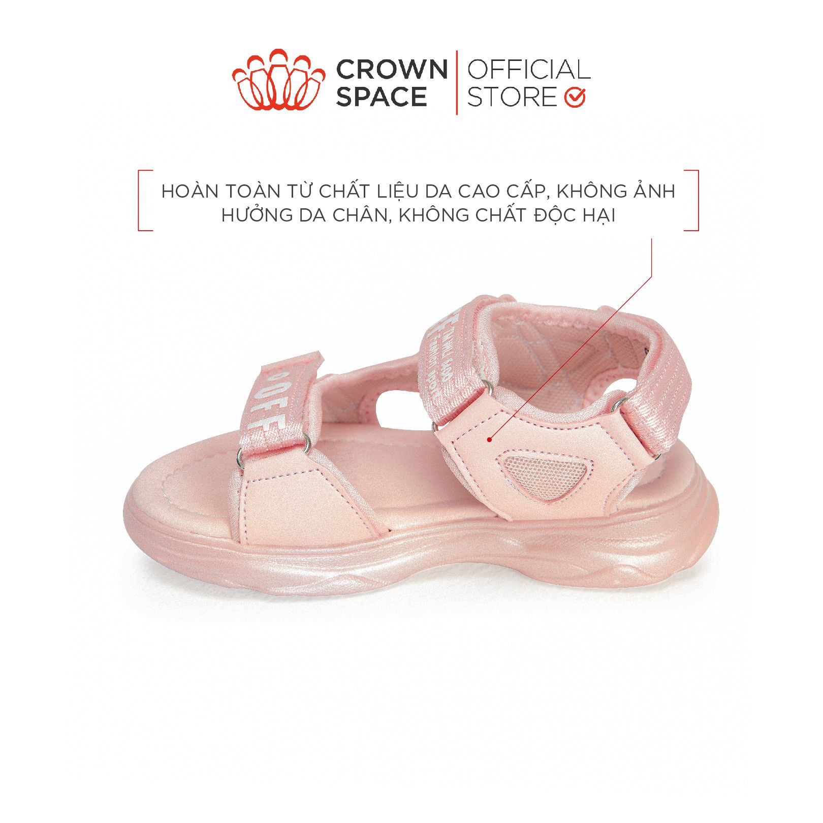  Dép Quai Hậu Sandals Trẻ Em Cao Cấp Chính Hãng Crown Space Dành Cho Bé Gái Đi Chơi Đi Học CRUK550 Size 26 - 36 