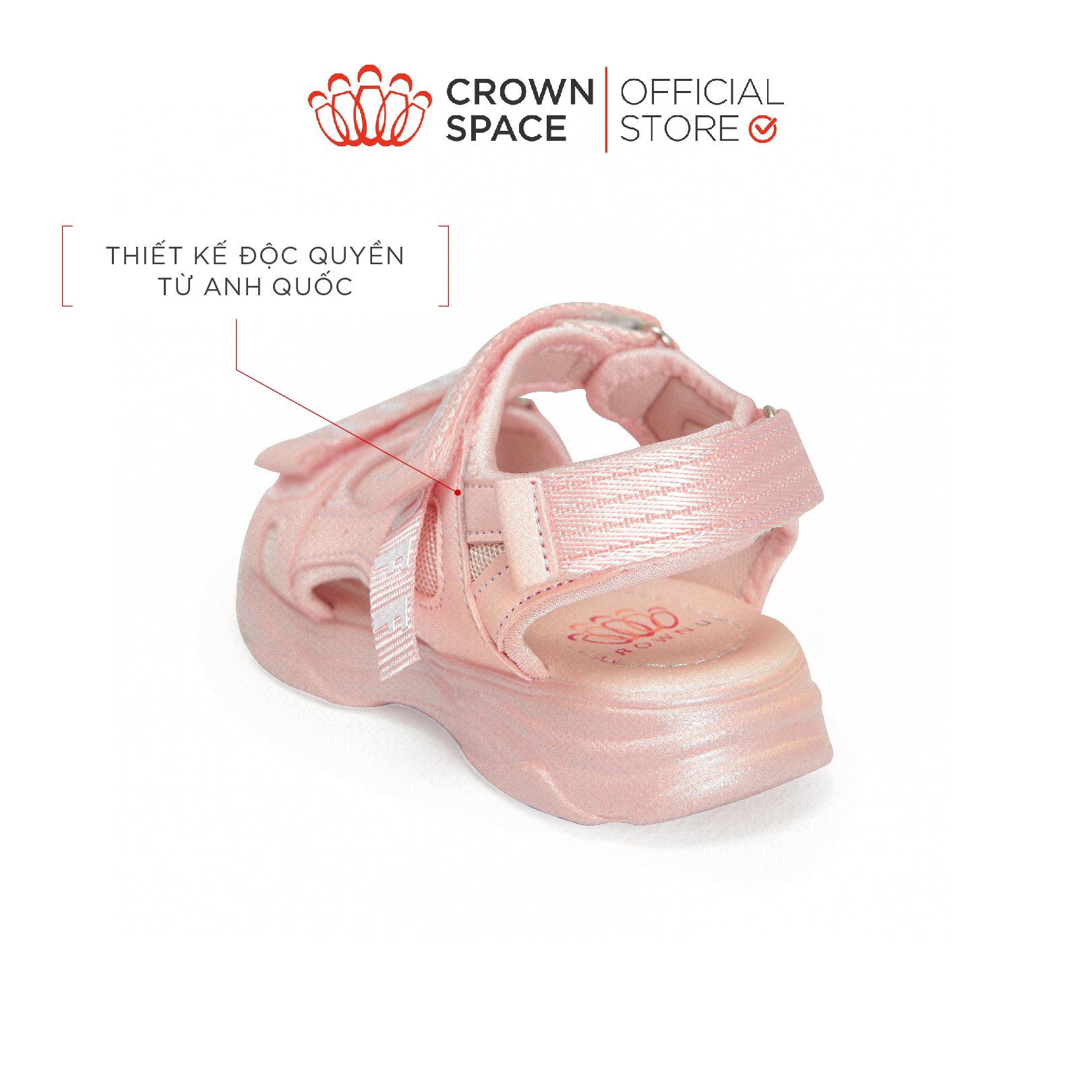  Dép Quai Hậu Sandals Trẻ Em Cao Cấp Chính Hãng Crown Space Dành Cho Bé Gái Đi Chơi Đi Học CRUK550 Size 26 - 36 