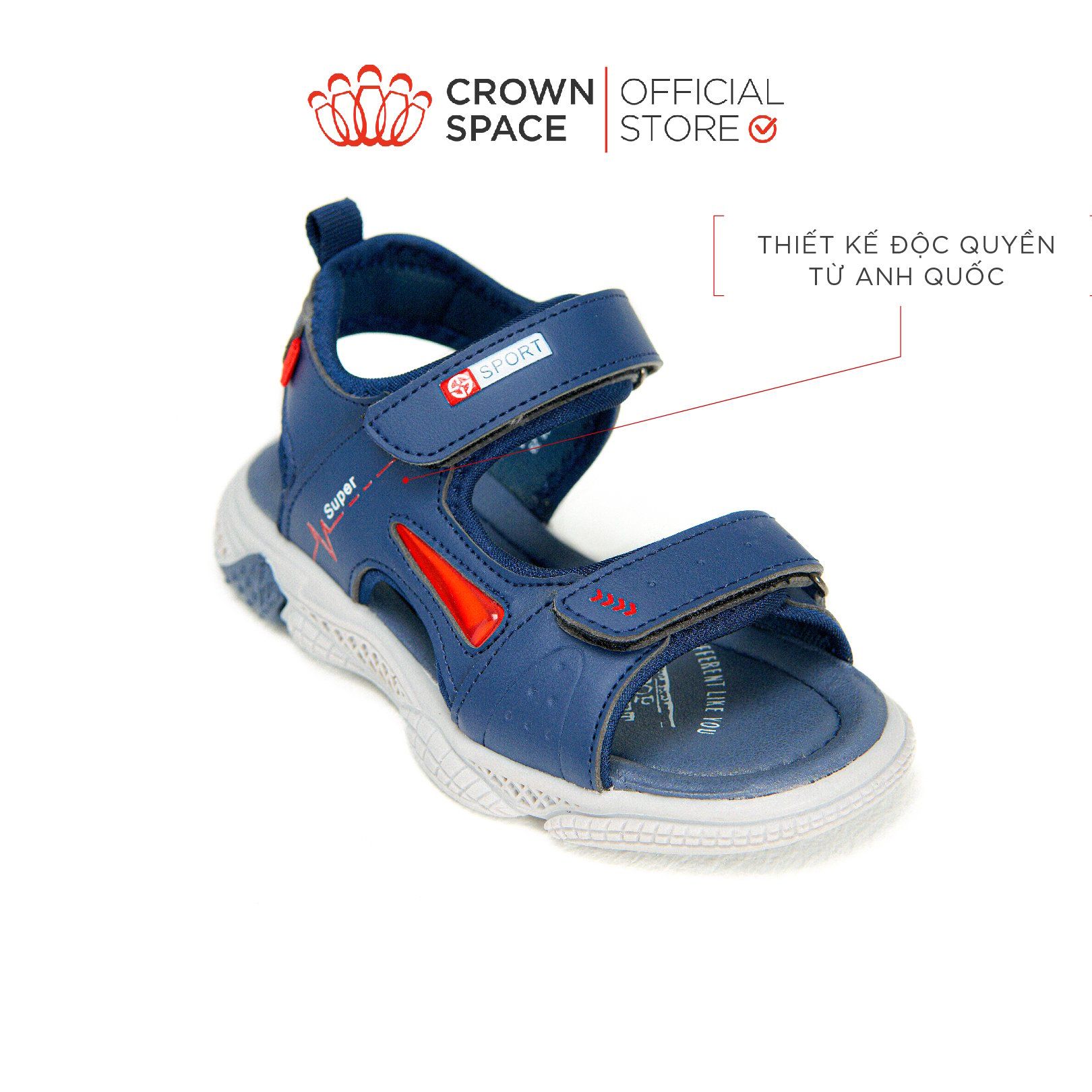 Dép Quai Hậu Sandals Trẻ Em Cao Cấp Chính Hãng Crown Space Dành Cho Bé Trai Đi Chơi Đi Học CRUK556 Size 26 - 36 