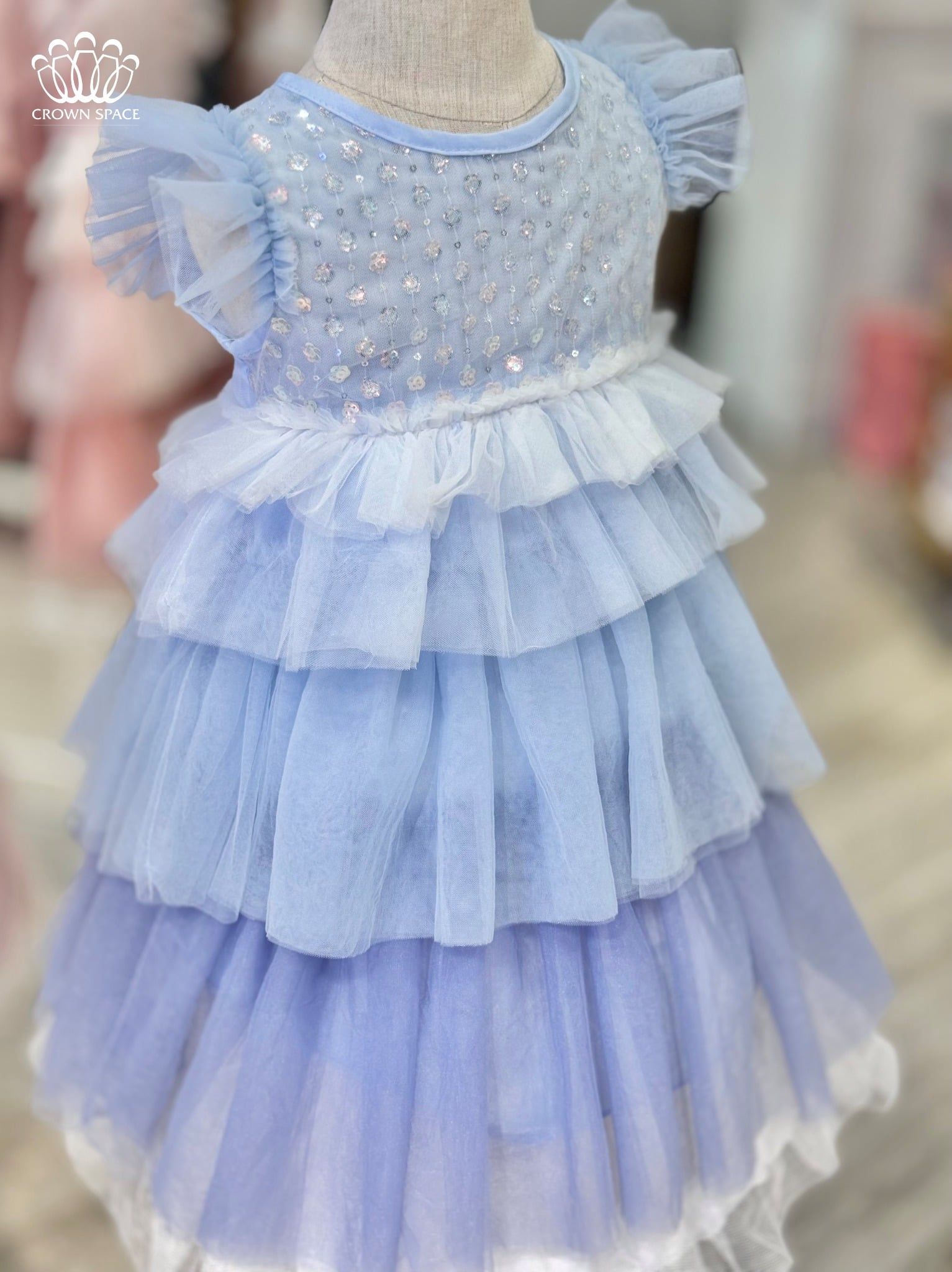  Váy Voan Công Chúa Bé Gái Đính Kim Thiết Kế Cộc Tay Thoáng Mát, Kiêu Sa | Crown Space CKGS3850116 