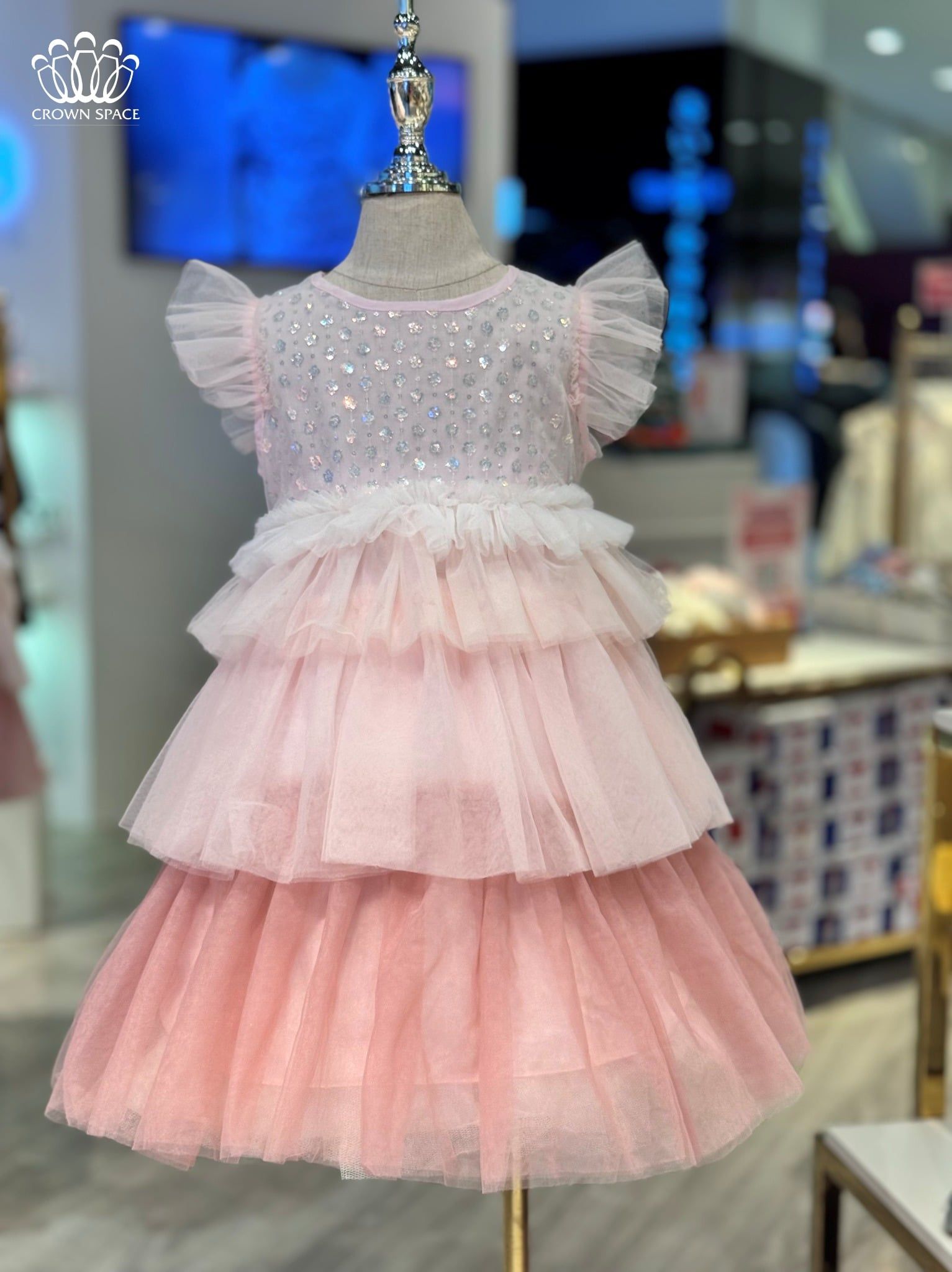  Váy Voan Công Chúa Bé Gái Đính Kim Thiết Kế Cộc Tay Thoáng Mát, Kiêu Sa | Crown Space CKGS3850116 